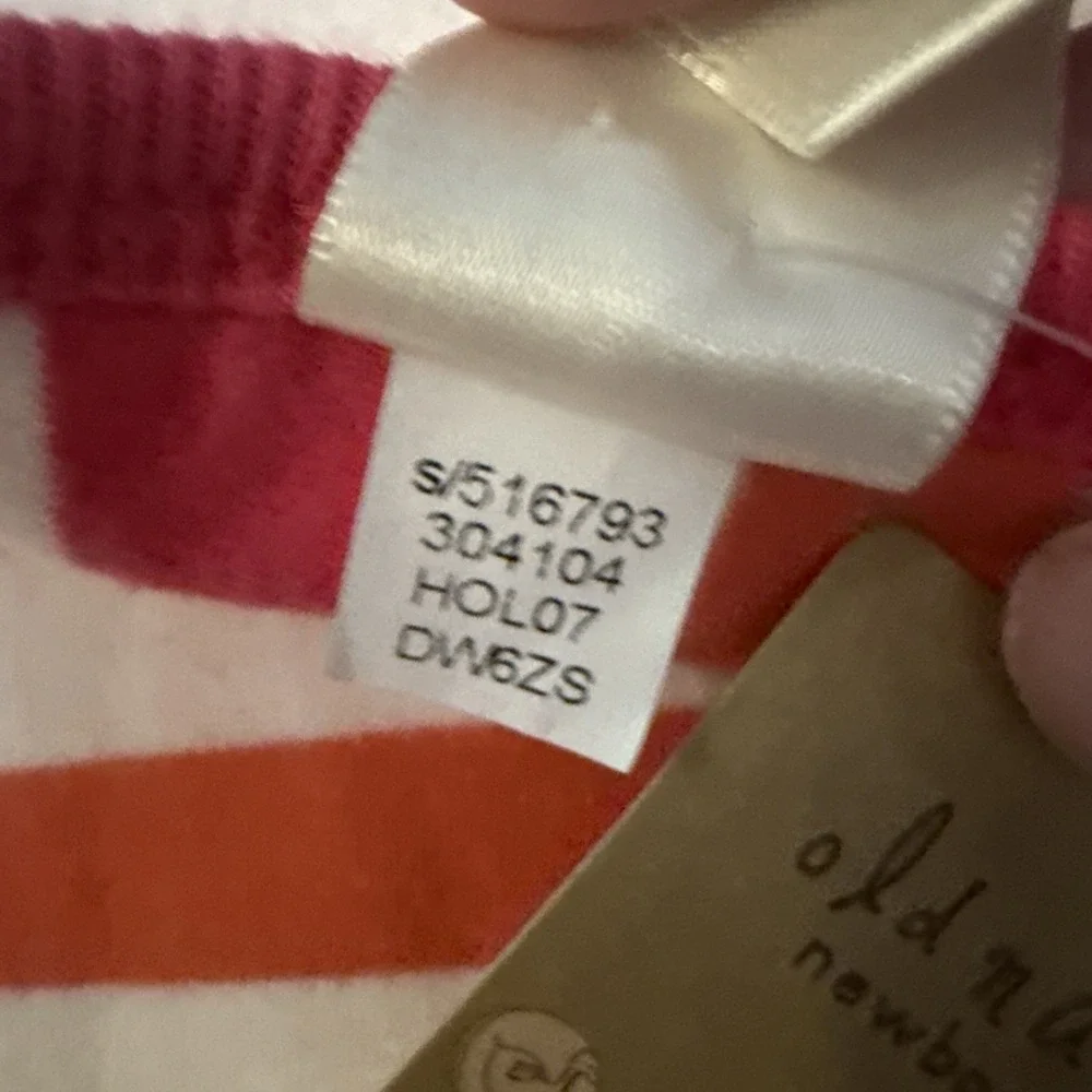 NWT Old Navy Pink White Orange Stripes Baby Blanket Security Lovey Fleece Cotton